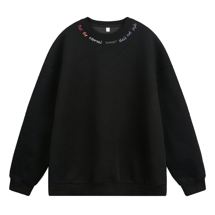 Unisex Oversize Sweatshirt mit bunter Halsstickerei und schwerer French‑Terry‑Qualität Drune
