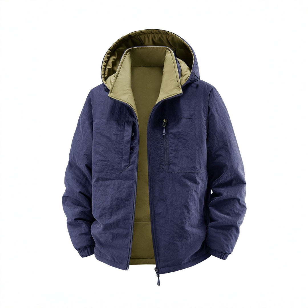Herren Thermo-Fieldjacke mit Fleece-Innenfutter, Kapuze und Fronttaschen Drune