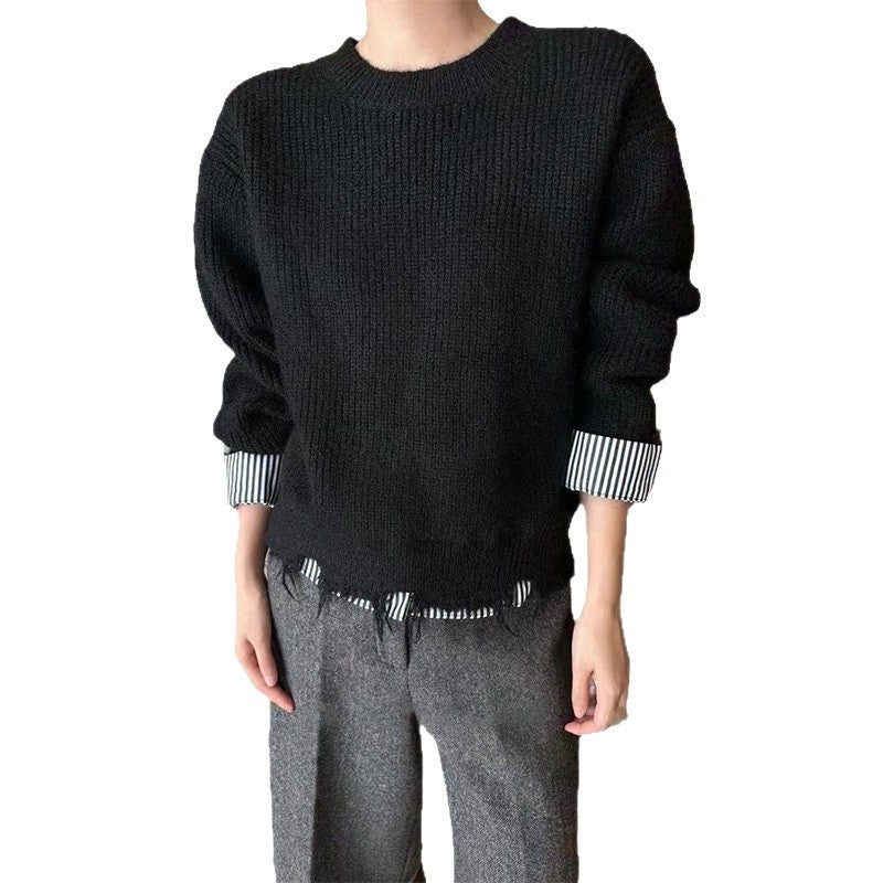 Damen Grobstrickpullover mit modern ausgefransten Abschlüssen und lässigem Schnitt Drune