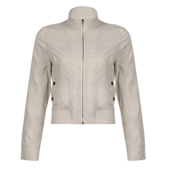 Damen Kurzjacke im Blouson‑Stil mit Stehkragen und Reißverschluss Drune