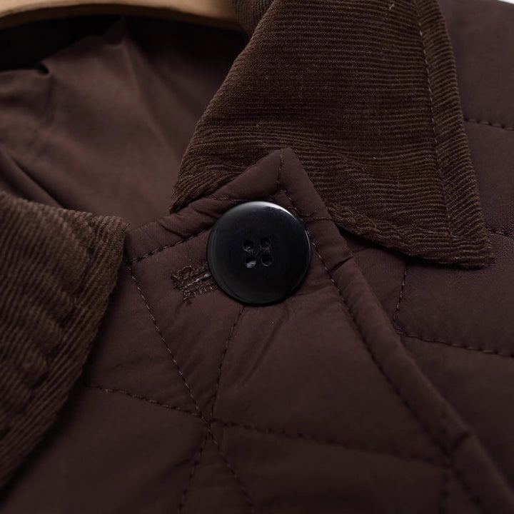 Damen Gesteppte Boxy‑Übergangsjacke mit Cordkragen und Pattentaschen Drune