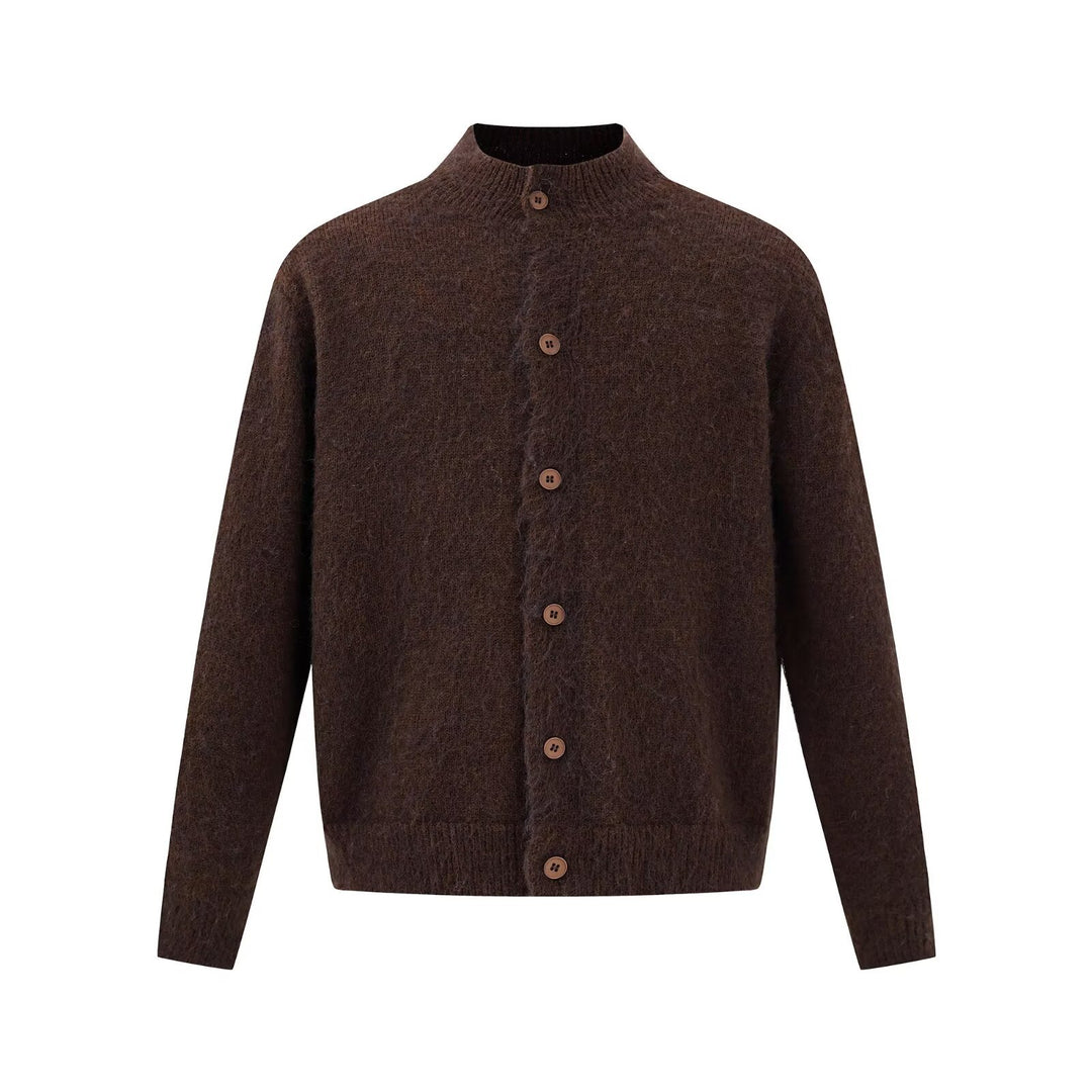Herren Bequeme Strickjacke mit hohem Kragen und Knopfleiste Drune
