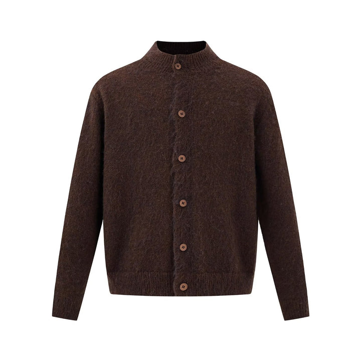 Herren Bequeme Strickjacke mit hohem Kragen und Knopfleiste Drune