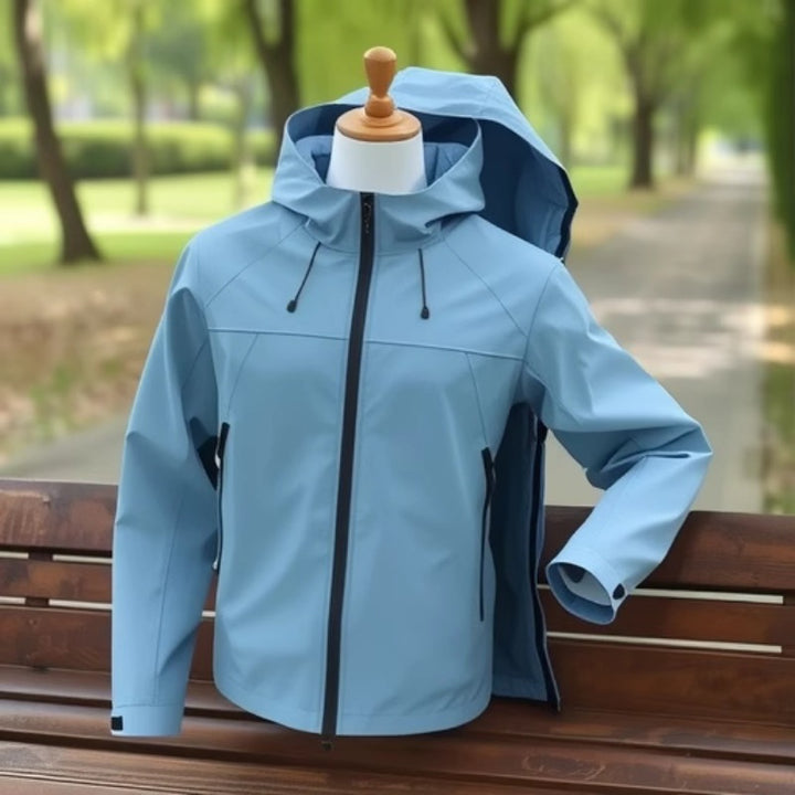 Herren Atmungsaktive Softshelljacke mit Zwei-Wege-Reißverschluss, verstellbarer Kapuze und wasserabweisender Oberfläche Drune