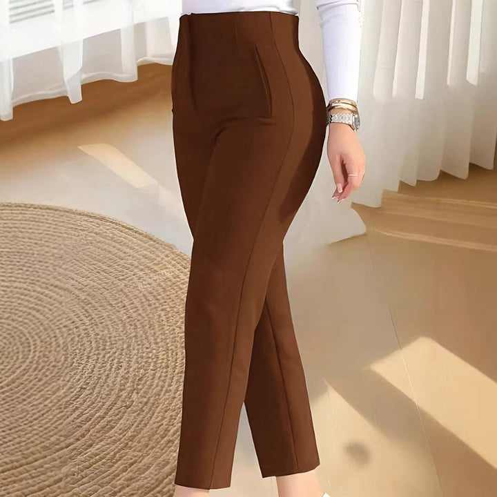 Damen elegante Anzughose mit hohen Bund und schmalem Bein Drune
