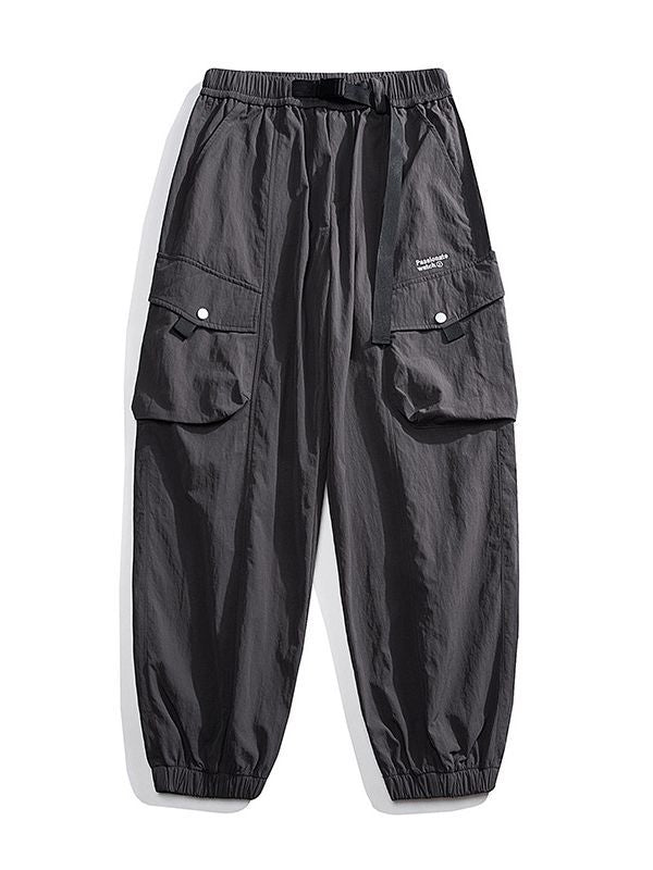 Unisex Lockere Nylon-Cargohose mit elastischem Bund und Knöchelbündchen Drune