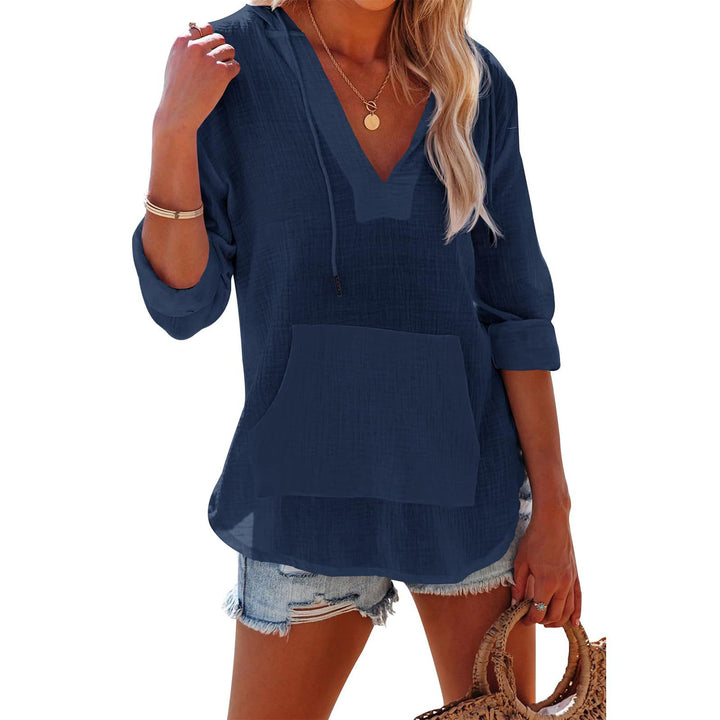 Damen leichter Kapuzenpullover Top Drune
