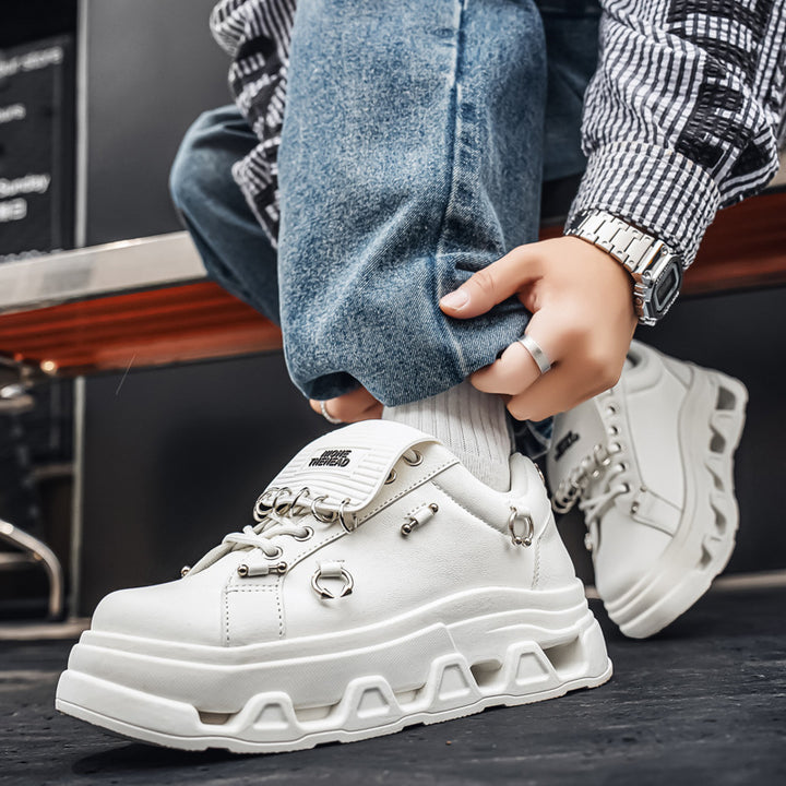 Unisex Plateau-Sneaker im Punk-Urban-Stil mit Metallringen und markanter Profilsohle Drune