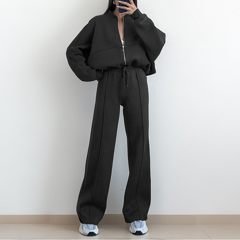 Damen Sportliches Set mit Reißverschluss und weitem Bein Drune