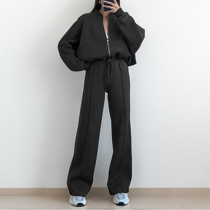 Damen Sportliches Set mit Reißverschluss und weitem Bein Drune