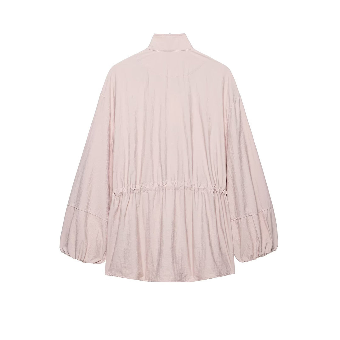 Damen Wasserabweisende Oversize-Parka mit Taillenraffung und Ballonärmeln Drune