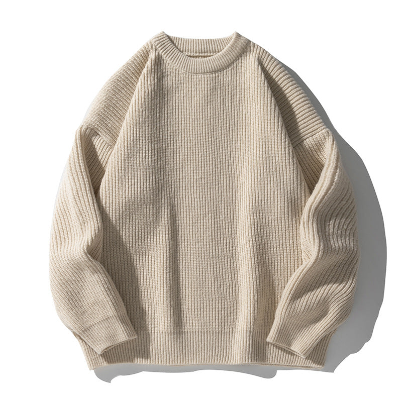 Unisex Grobstrick-Rundhalspullover mit Drop-Shoulder und markanter Rippenstruktur Drune