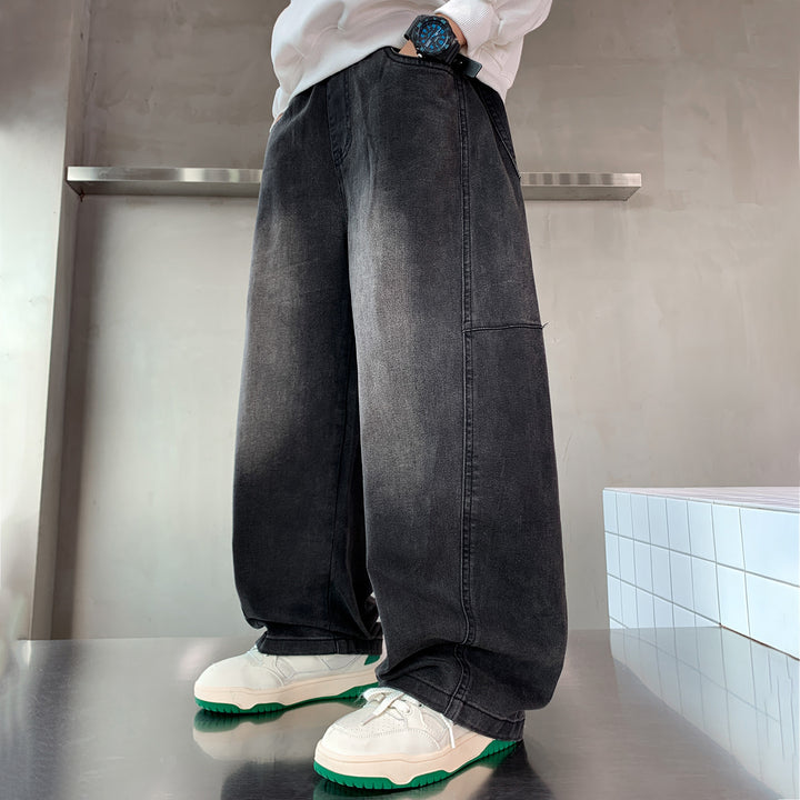 Unisex lockere Denim-Hose mit weitem Schnitt Drune