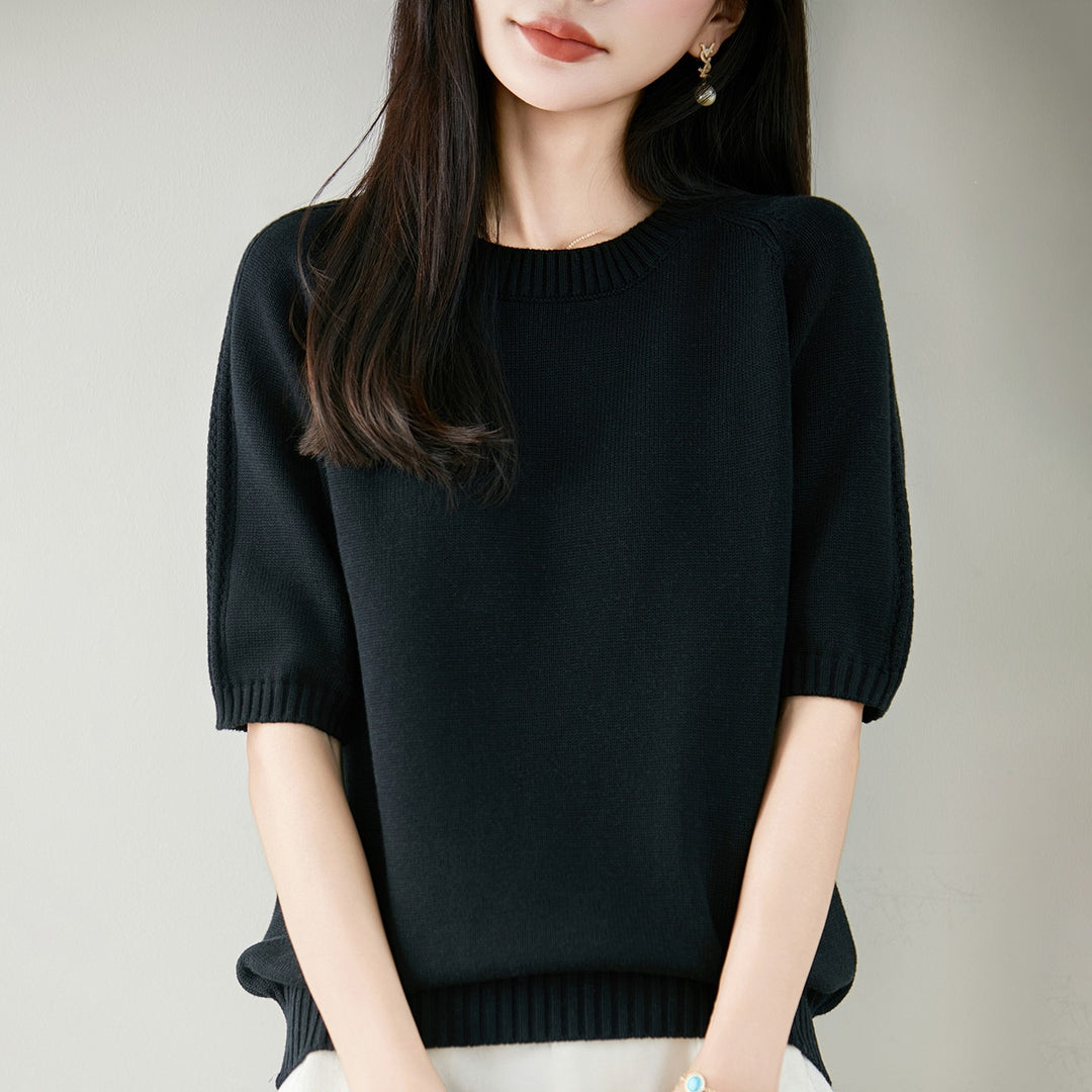 Damen Kurzarm Cashmere-Mix Pullover Drune