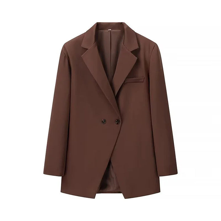 Damen nan längerer Zweireiher-Blazer mit Reverskragen, Brustleiste und leicht taillierter Silhouette Drune
