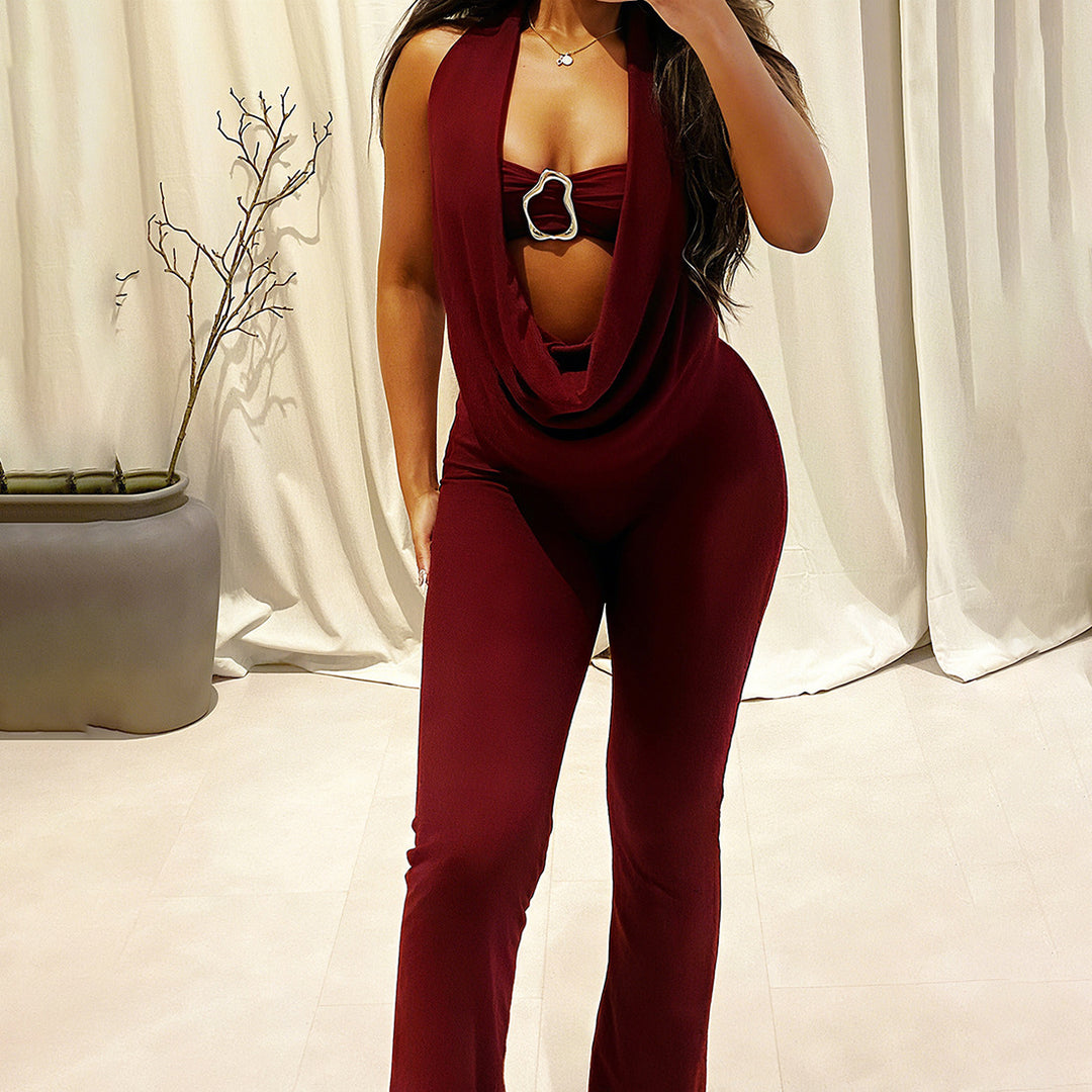 Damen Eleganter und figurbetonter Jumpsuit mit einzigartigem Ausschnitt Drune