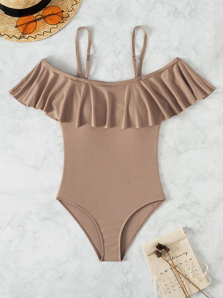 Damen Einteiler Badeanzug mit voluminösem Rüschendesign Drune