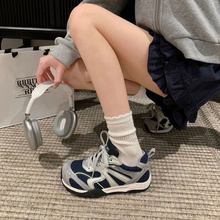 Damen Sportive Retro-Chunky-Sneaker mit atmungsaktivem Mesh und robuster Profilsohle Drune