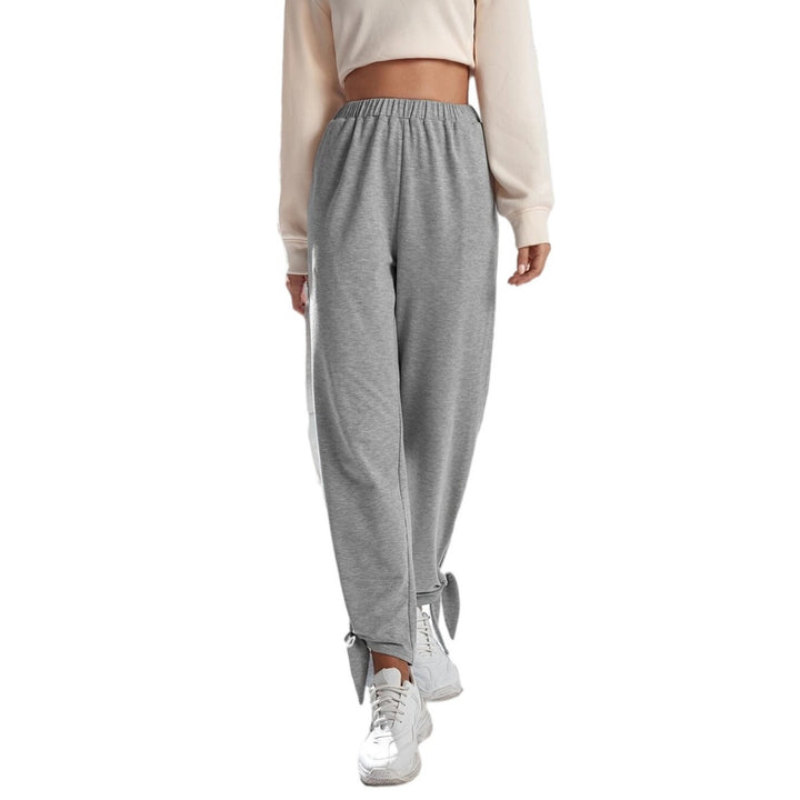 Damen lässige Jogginghose mit hohem Elastikbund seitlichen Eingrifftaschen und knöchelband Drune