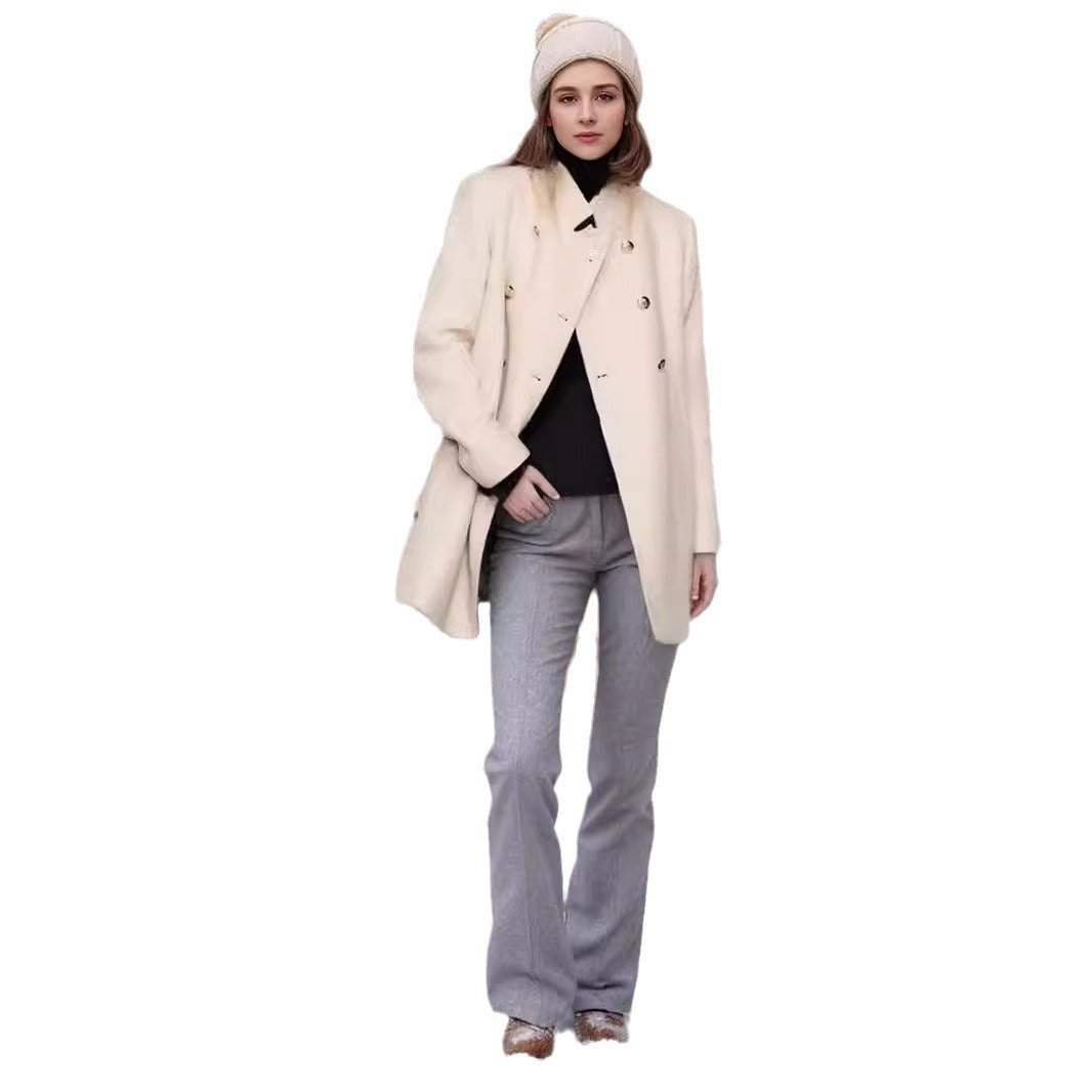 Damen eleganter Duffle-Mantel mit doppelter Knopfleiste und luxuriösen Details Drune