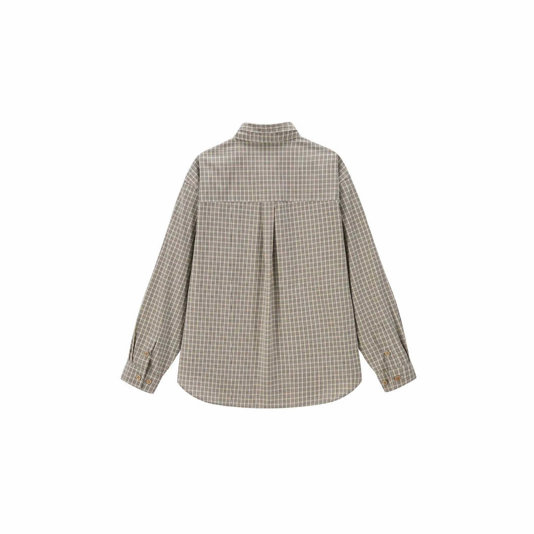 Damen Karo‑Hemdbluse mit Schleifenkragen und Oversize‑Silhouette Drune