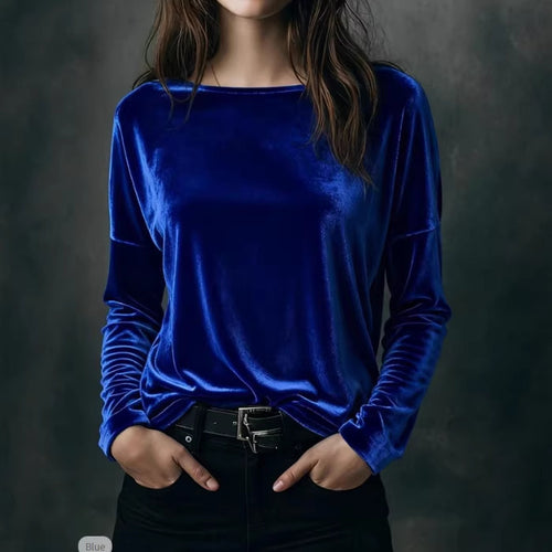 Damen eleganter leichter Velours-Longsleeve Drune