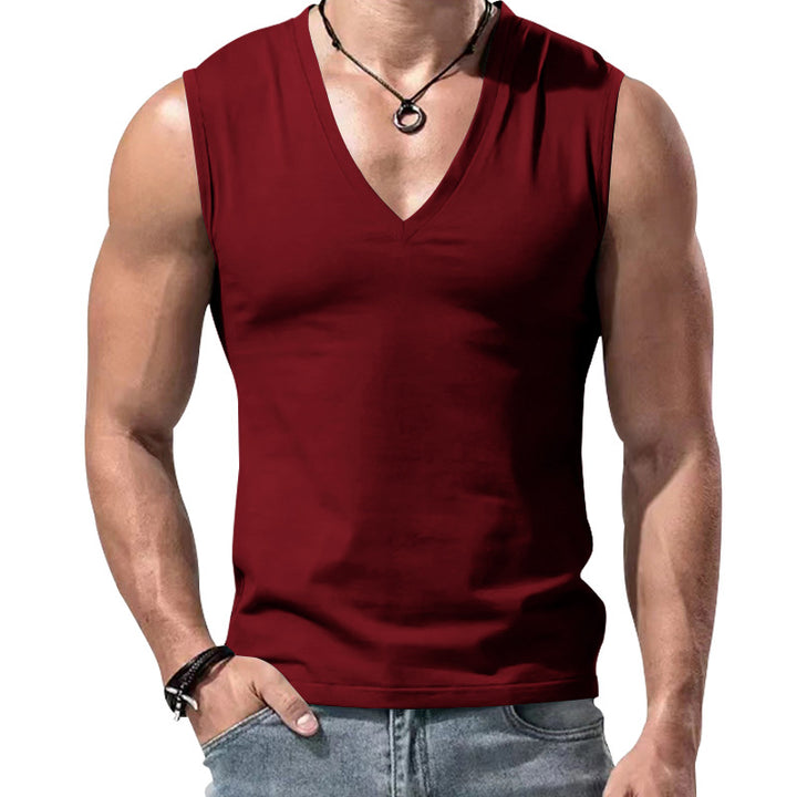 Herren nan figurbetontes ärmelloses V-Ausschnitt Muskelshirt Drune