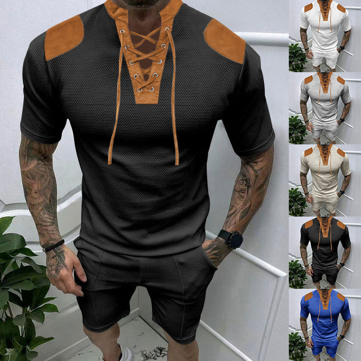 Herren trendiges Sport-T-Shirt mit einzigartigem Schnürdesign und atmungsaktivem Gewebe Drune