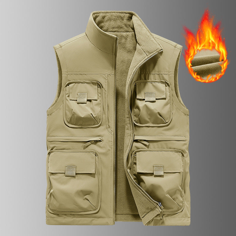 Herren Multifunktionale Thermo-Outdoorweste mit Fleece-Innenfutter und Mehrfachtaschen Drune