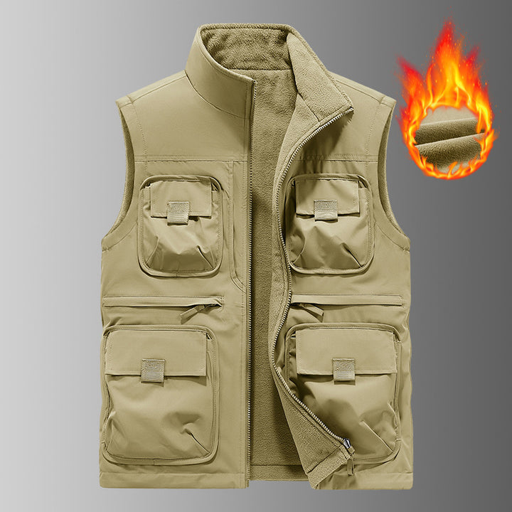 Herren Multifunktionale Thermo-Outdoorweste mit Fleece-Innenfutter und Mehrfachtaschen Drune