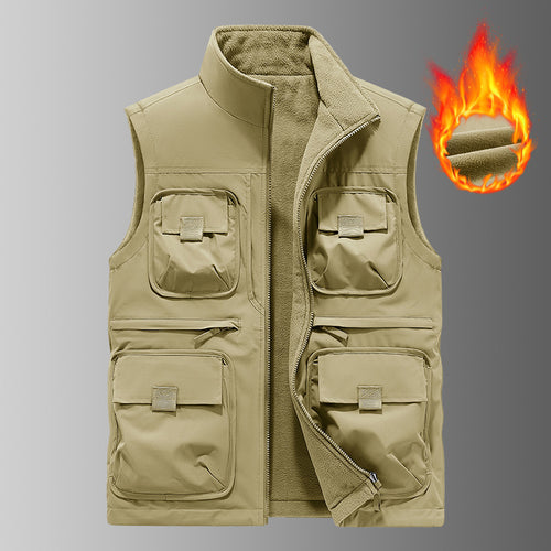 Herren Multifunktionale Thermo-Outdoorweste mit Fleece-Innenfutter und Mehrfachtaschen Drune