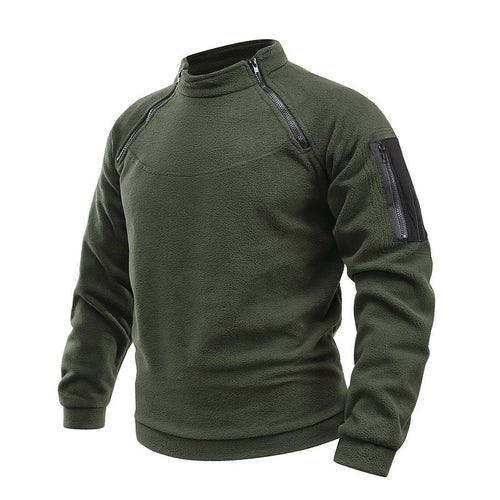 Herren Thermo-Tactical-Sweatshirt mit Fleece-Innenfutter, Reißverschluss-Schultern & Armtasche Drune