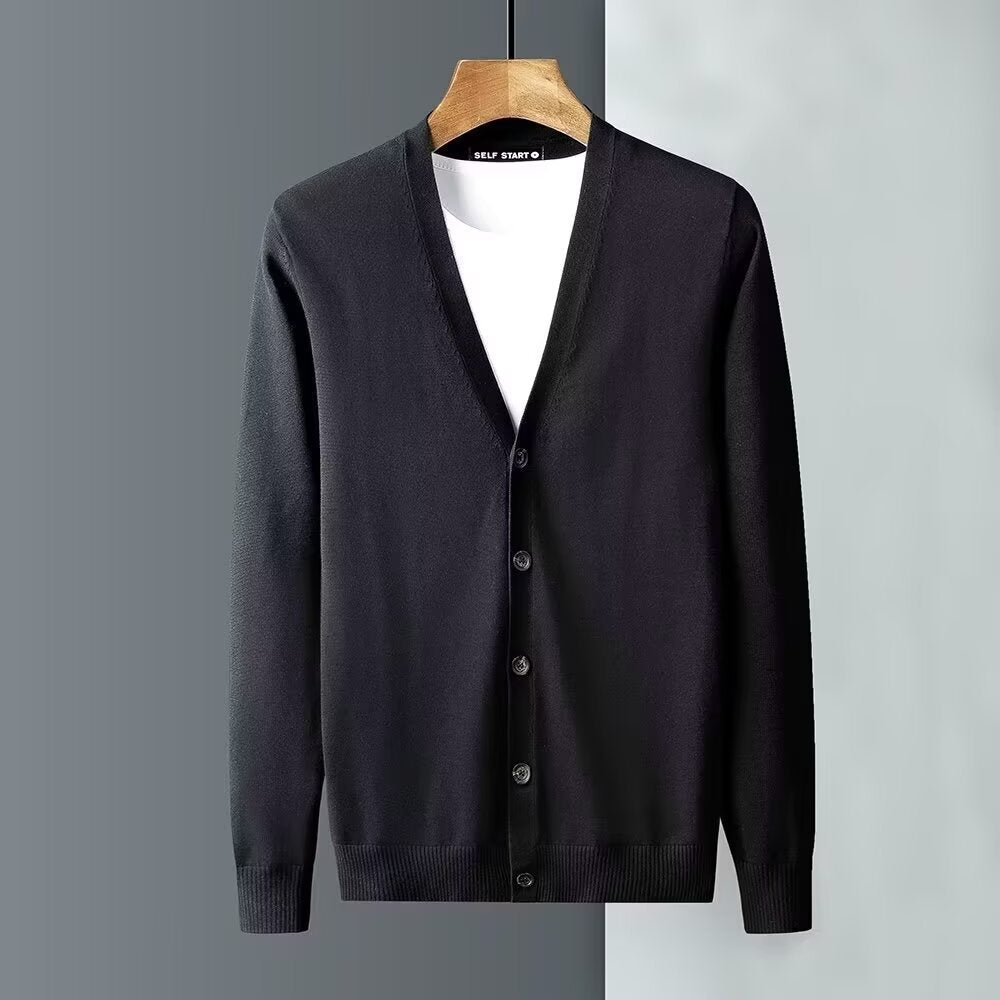 Herren Elegante Strickjacke mit V-Ausschnitt und Knopfverschluss Drune