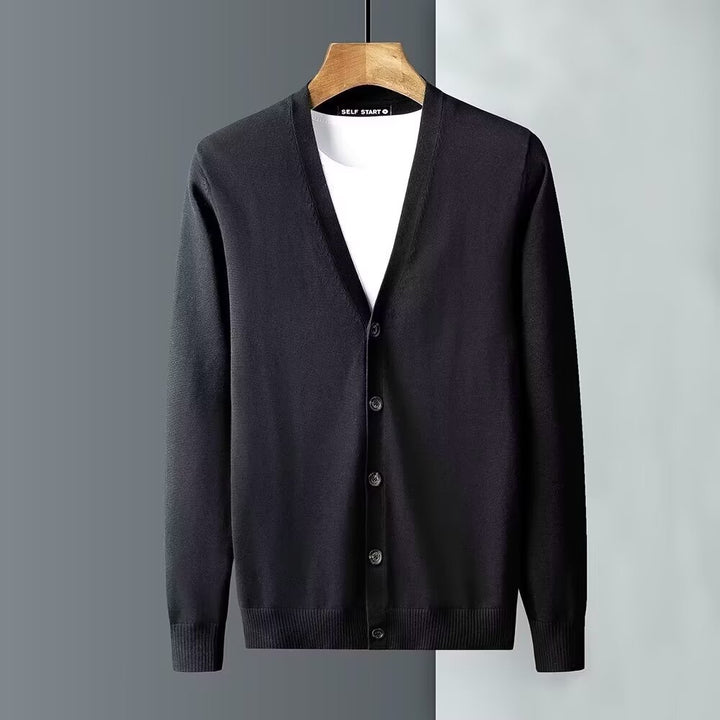 Herren Elegante Strickjacke mit V-Ausschnitt und Knopfverschluss Drune