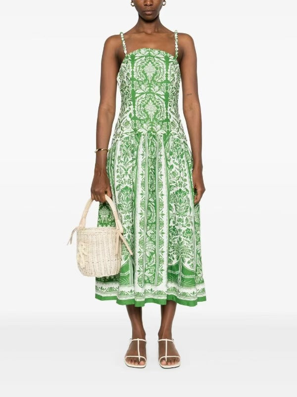 Damen Midi-Kleid mit floralem Print und Spaghetti-Trägern Drune