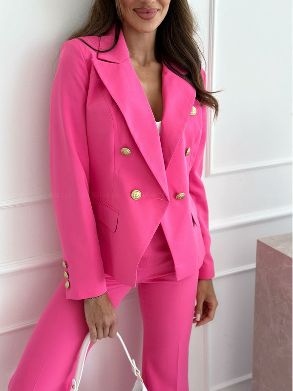 Damen Eleganter Blazer mit doppelter Knopfleiste und goldenen Details Drune