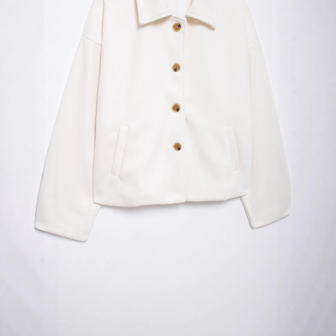 Damen Kurzmantel aus Woll-Mix mit Oversize‑Silhouette und verdeckter Knopfleiste Drune
