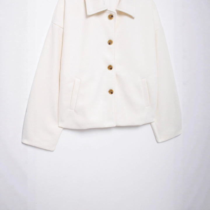 Damen Kurzmantel aus Woll-Mix mit Oversize‑Silhouette und verdeckter Knopfleiste Drune