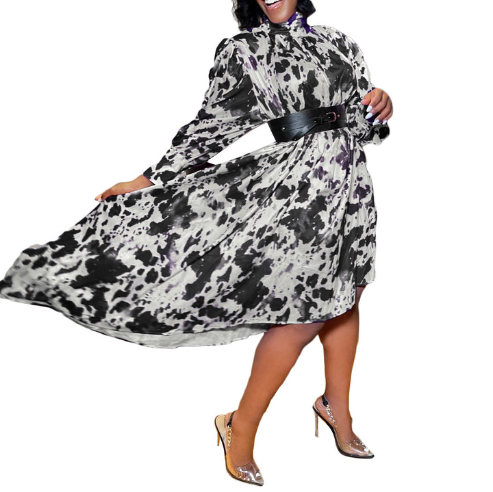 Damen asymmetrisches Kleid mit Rüschendetails und Taillengürtel Drune