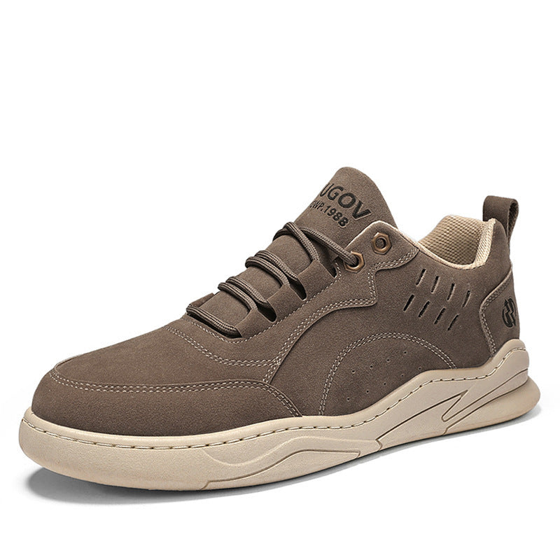 Herren urbaner Veloursleder-Optik City-Sneaker mit gelochter Seitenbelüftung und ergonomischer Plateaulaufsohle Drune