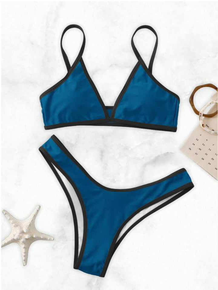 Damen Triangle Bikini Set mit Kontrastbesatz Drune