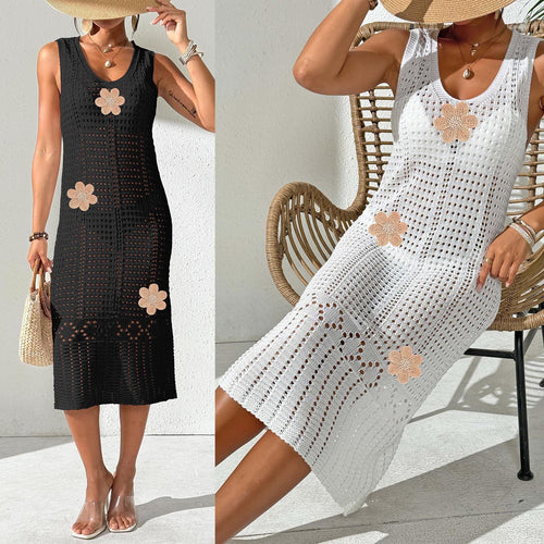 Damen Spitzen-Häkeln Kleid Drune