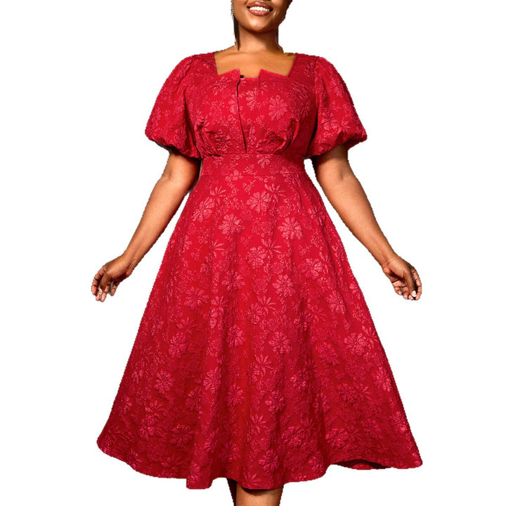 Damen Midikleid mit schwingendem Rock und floralen Mustern Drune