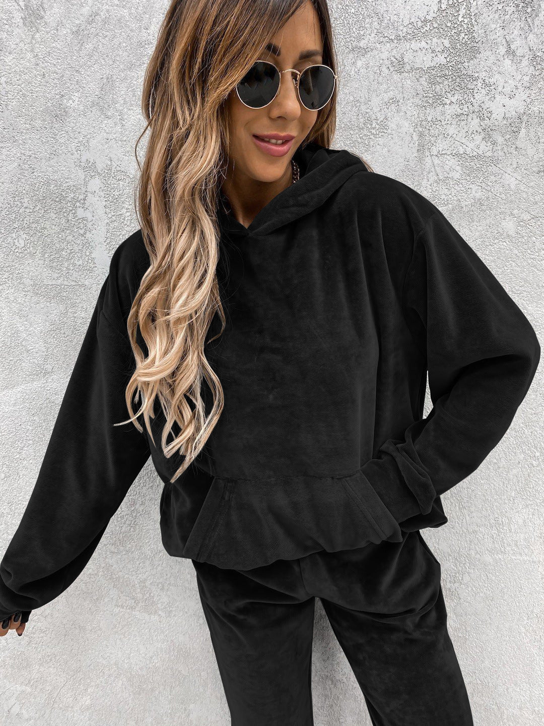 Damen kuscheliges Fleece-Set mit hohem Kragen und elastischen Bündchen Drune
