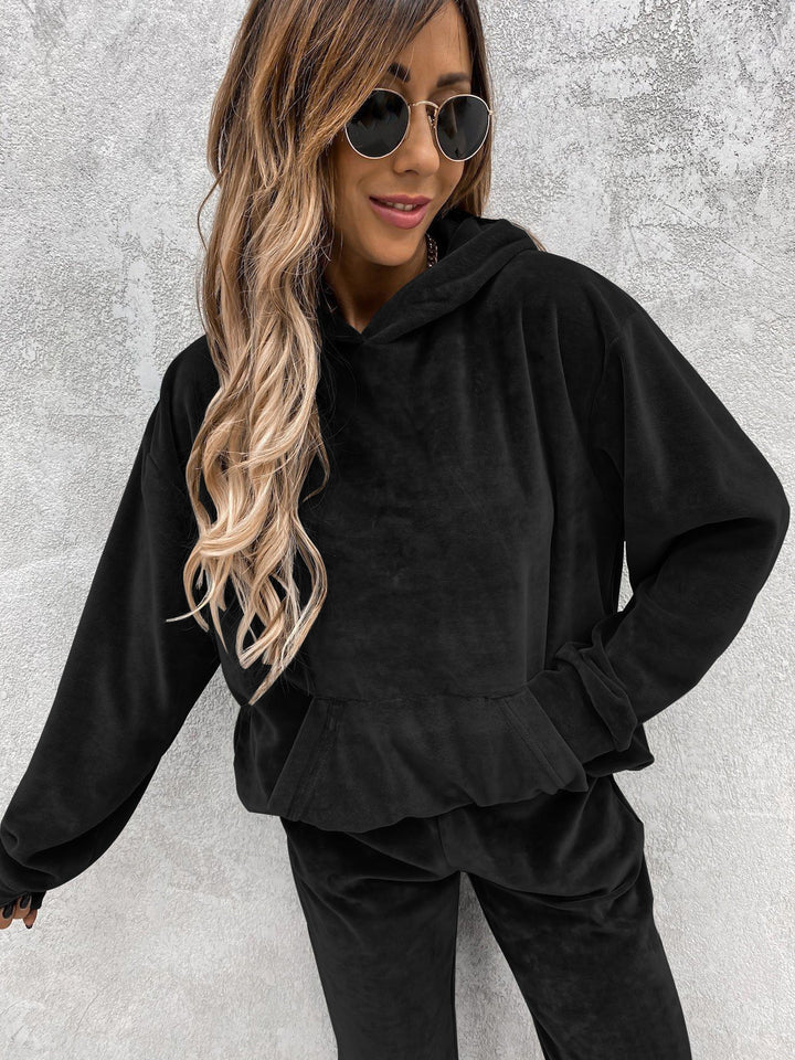 Damen kuscheliges Fleece-Set mit hohem Kragen und elastischen Bündchen Drune