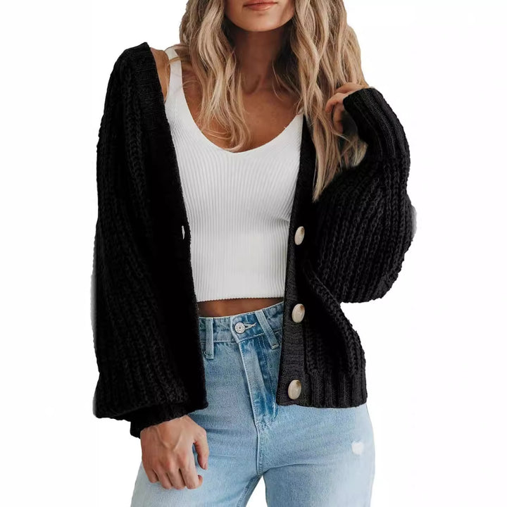Damen Strickjacke mit Ballonärmeln Drune