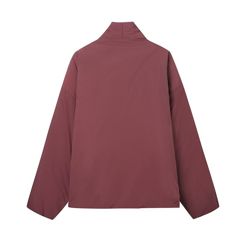 Damen modische Übergangsjacke mit hohem Kragen und Bindegürtel Drune