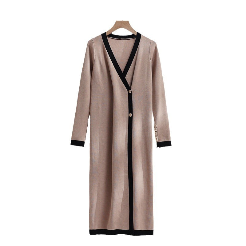 Damen eleganter Strickmantel mit Knopfdetails und V-Ausschnitt Drune