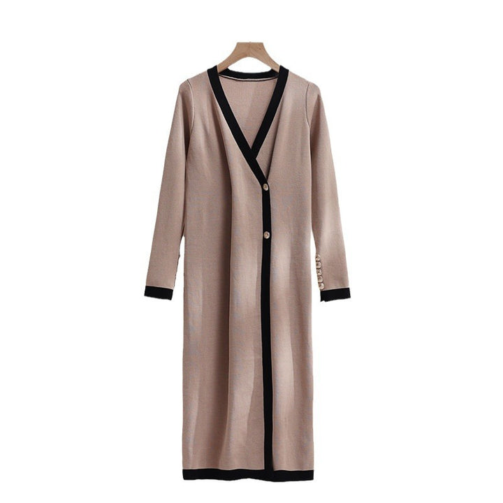 Damen eleganter Strickmantel mit Knopfdetails und V-Ausschnitt Drune