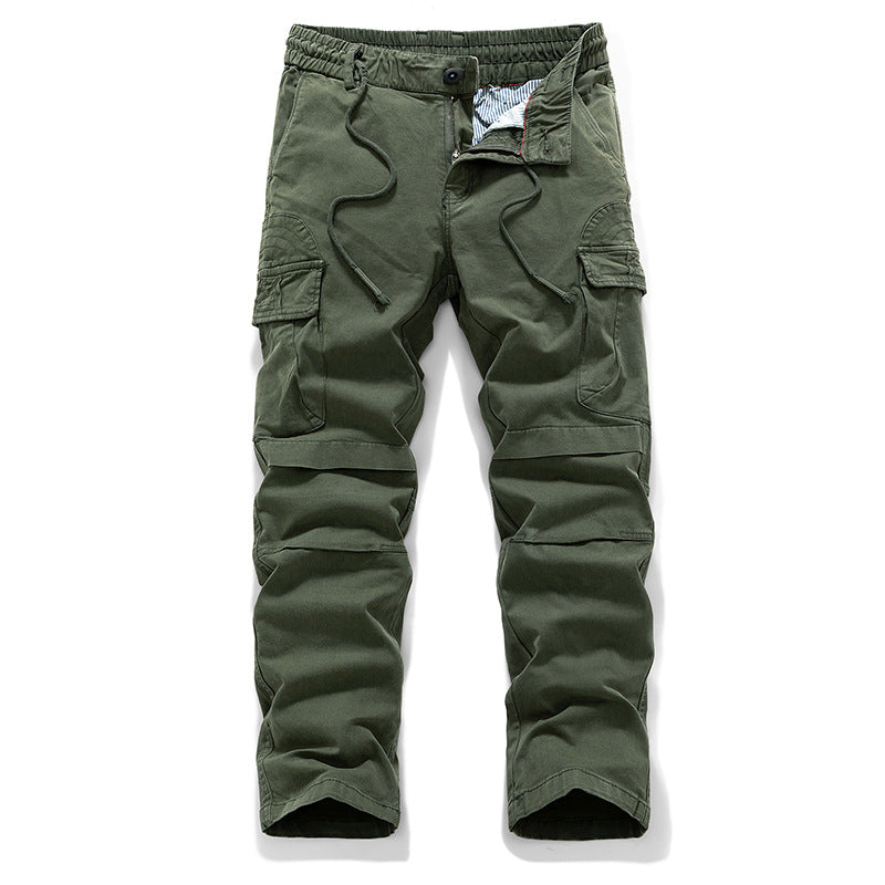 Herren Baumwoll-Canvas Cargo-Hose mit elastischem Tunnelzugbund, Kniepaneelen und Mehrfachtaschen Drune